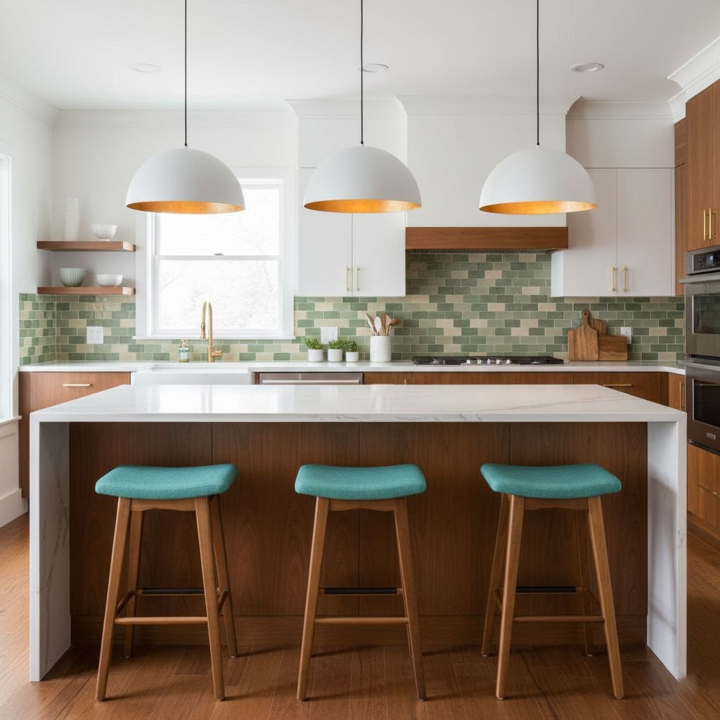 Modern Dome Pendant with Gold Interior