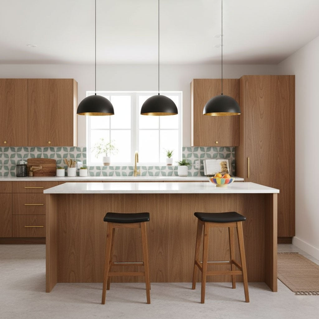 Modern Dome Pendant with Gold Interior
