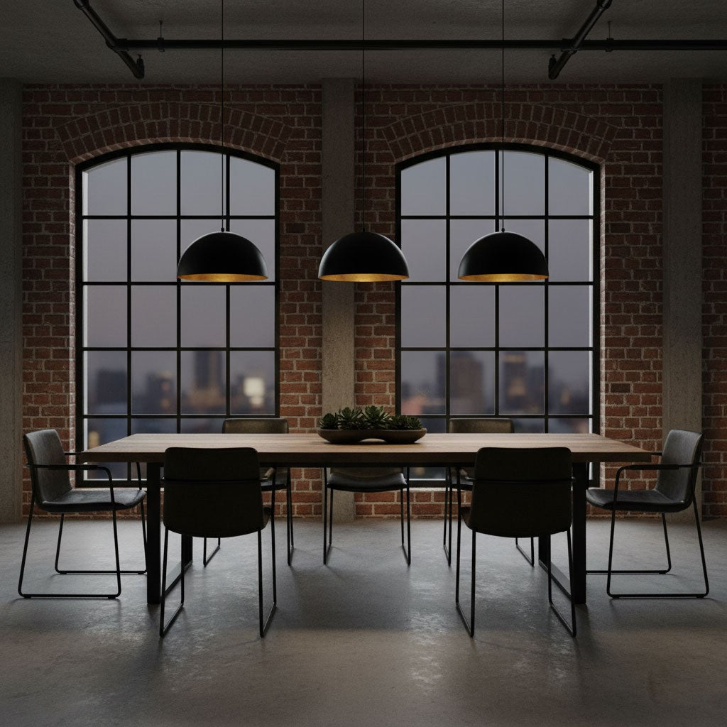 Modern Dome Pendant with Gold Interior