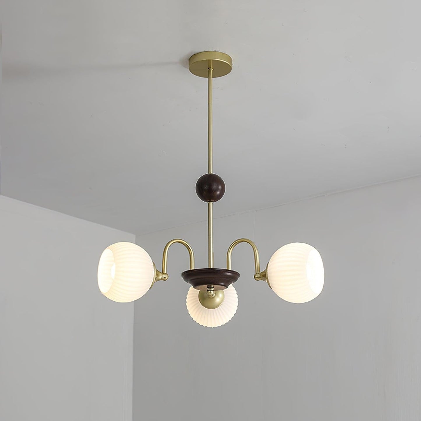 Ribbed Glass Sculptural Chandelier