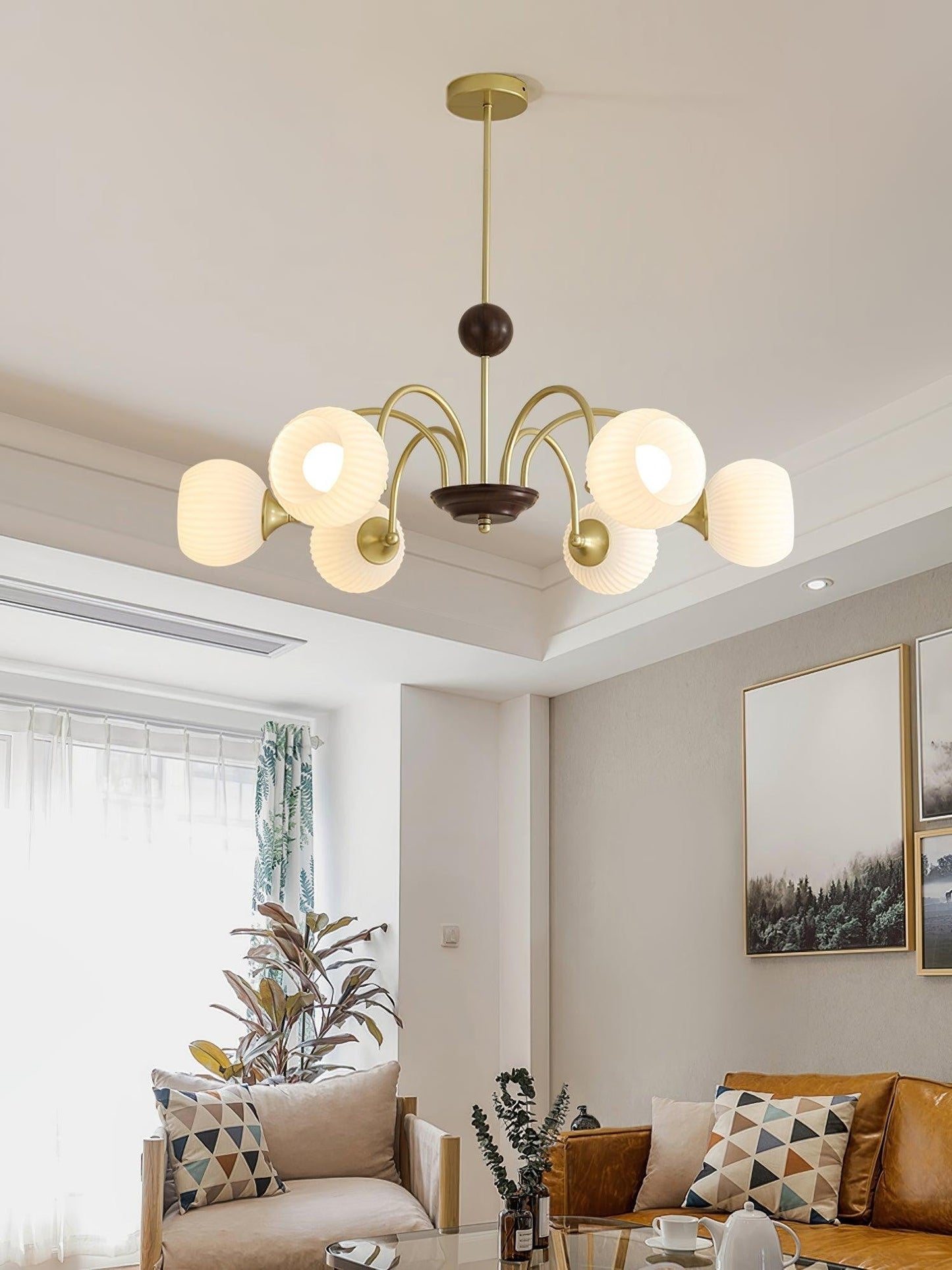 Ribbed Glass Sculptural Chandelier