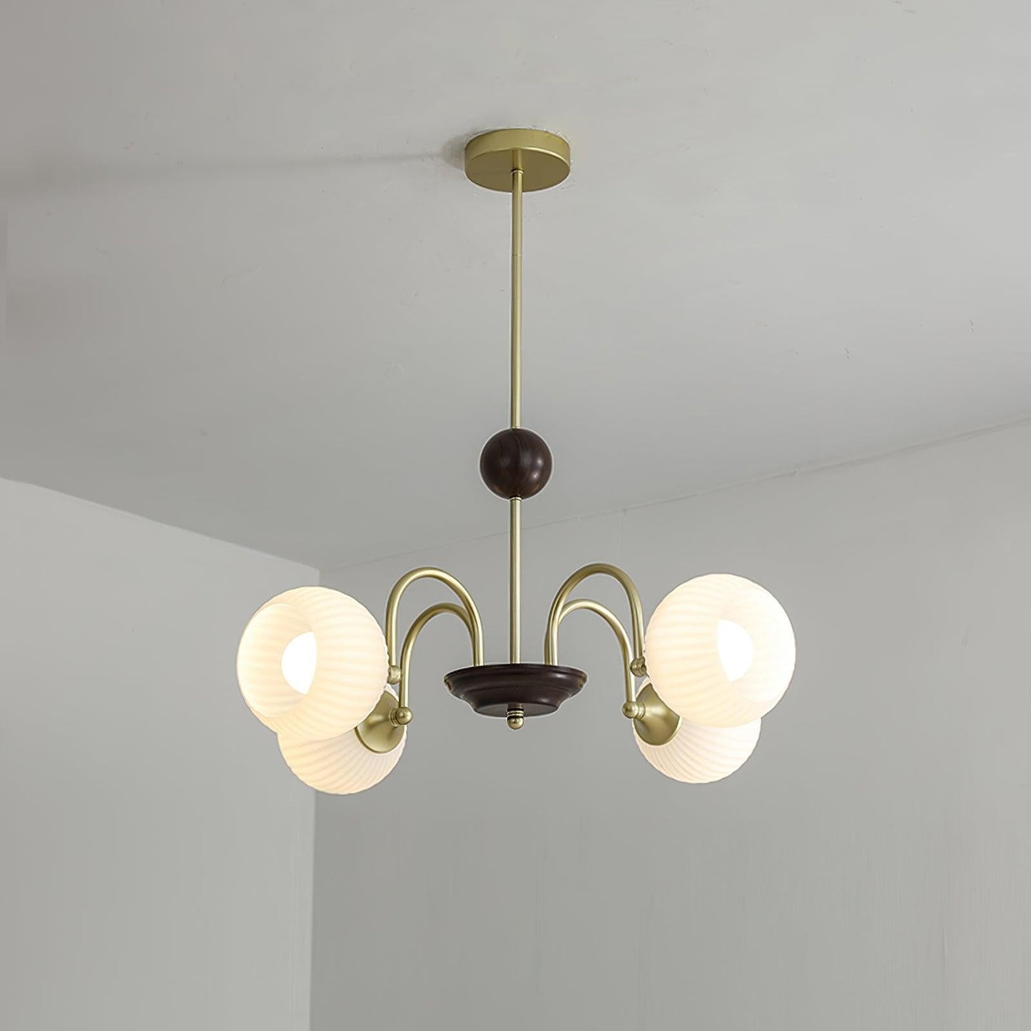 Ribbed Glass Sculptural Chandelier