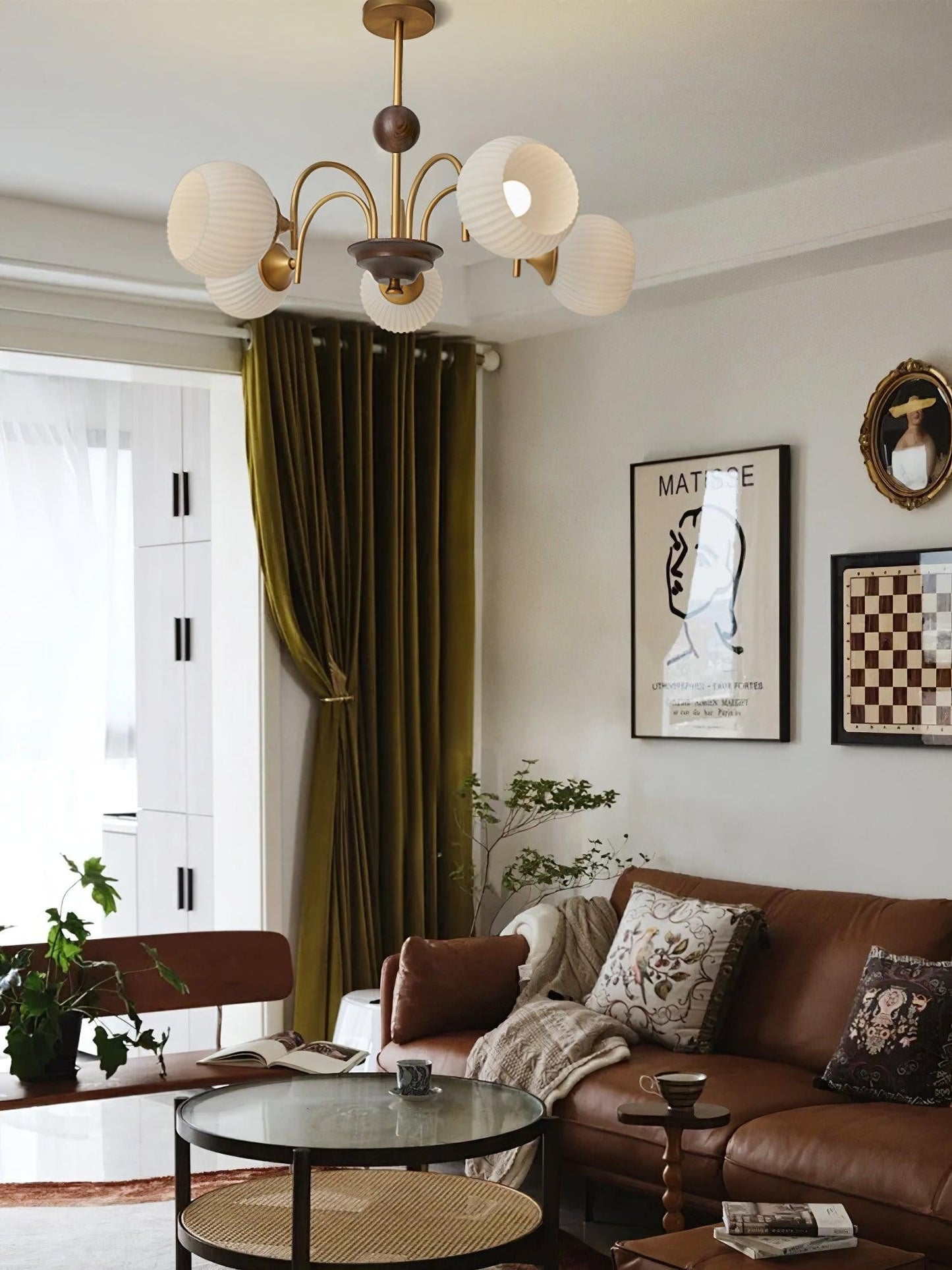 Ribbed Glass Sculptural Chandelier