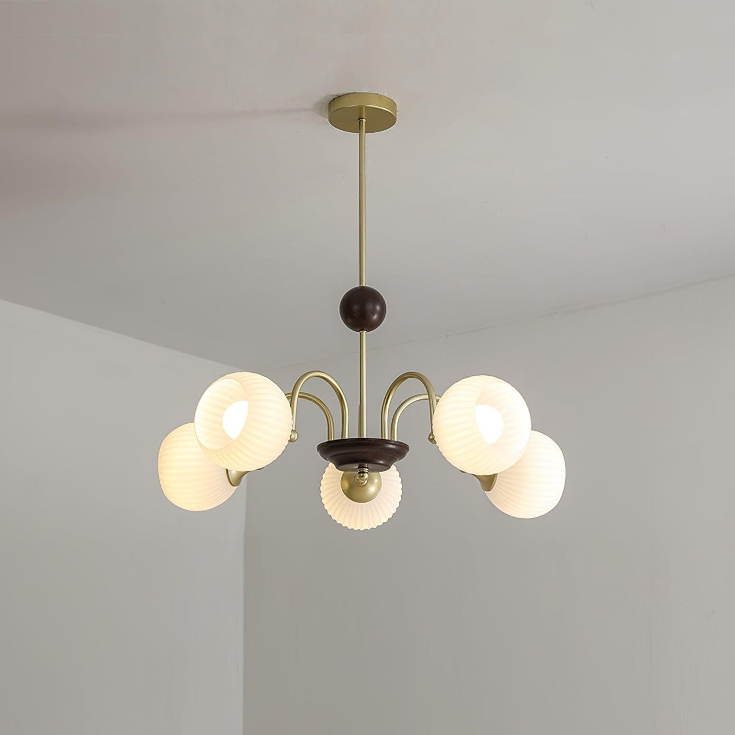Ribbed Glass Sculptural Chandelier