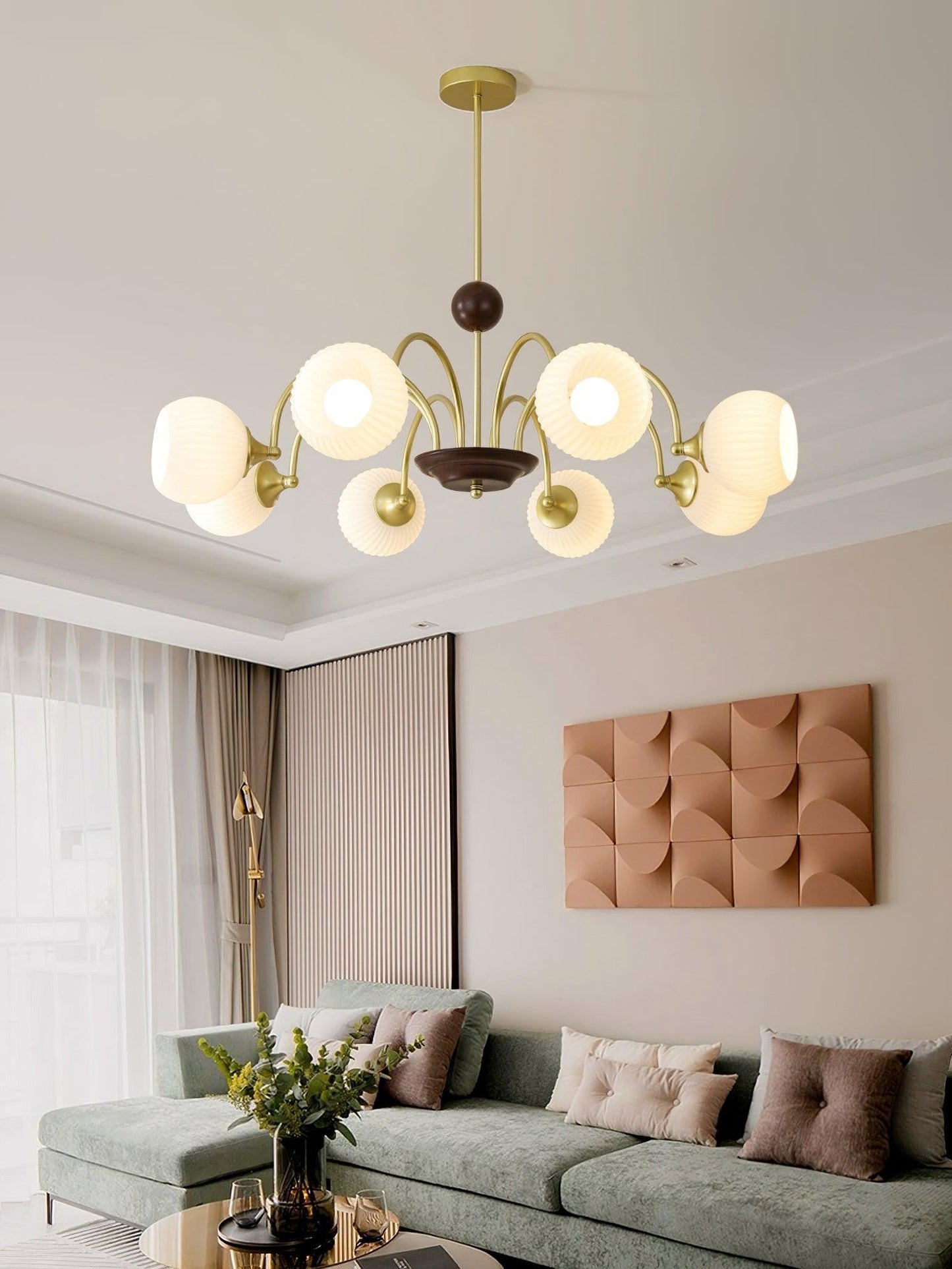 Ribbed Glass Sculptural Chandelier