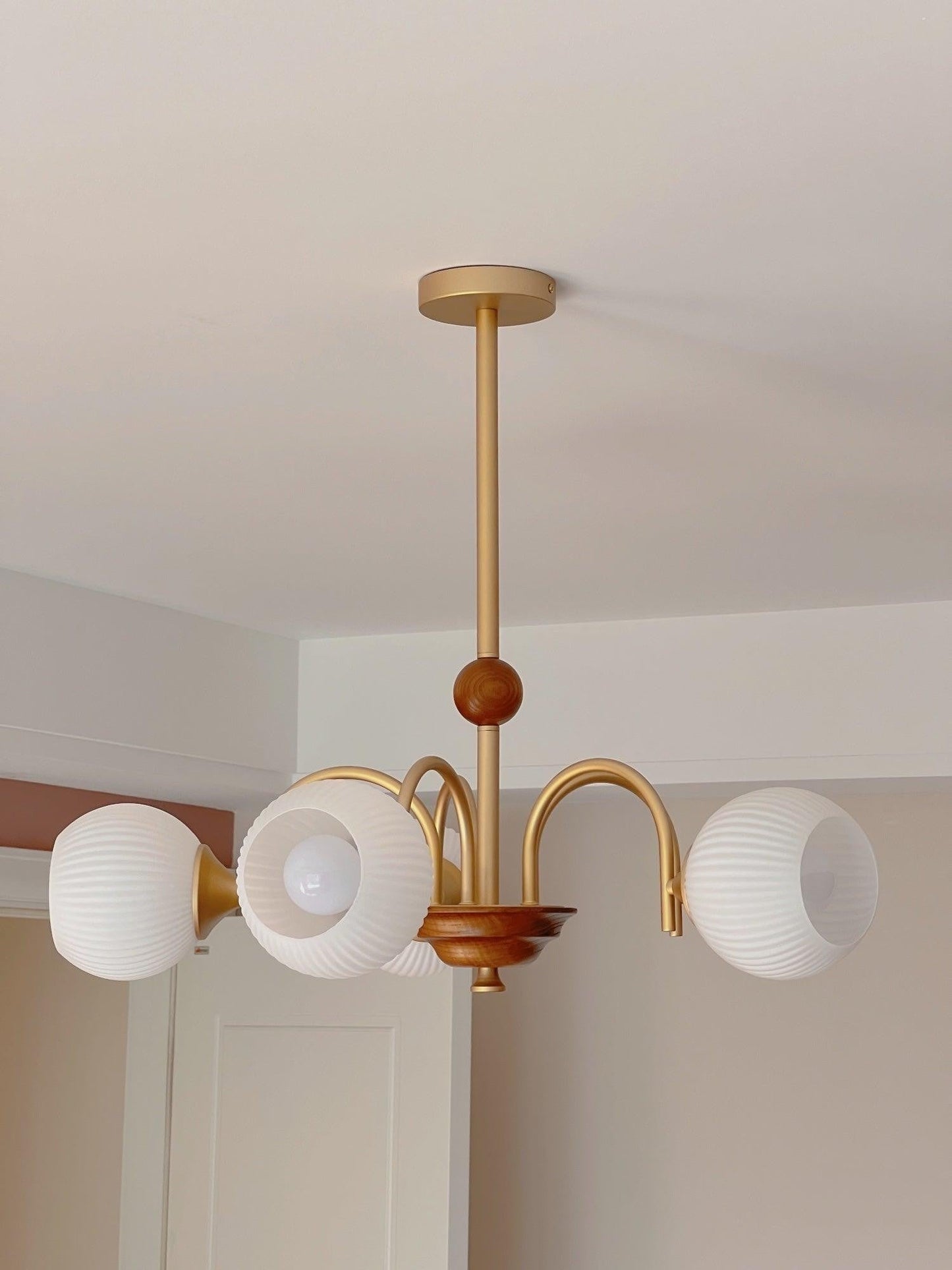 Ribbed Glass Sculptural Chandelier