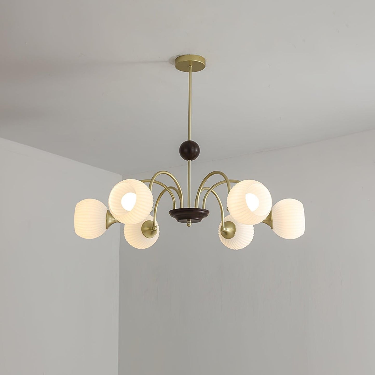 Ribbed Glass Sculptural Chandelier