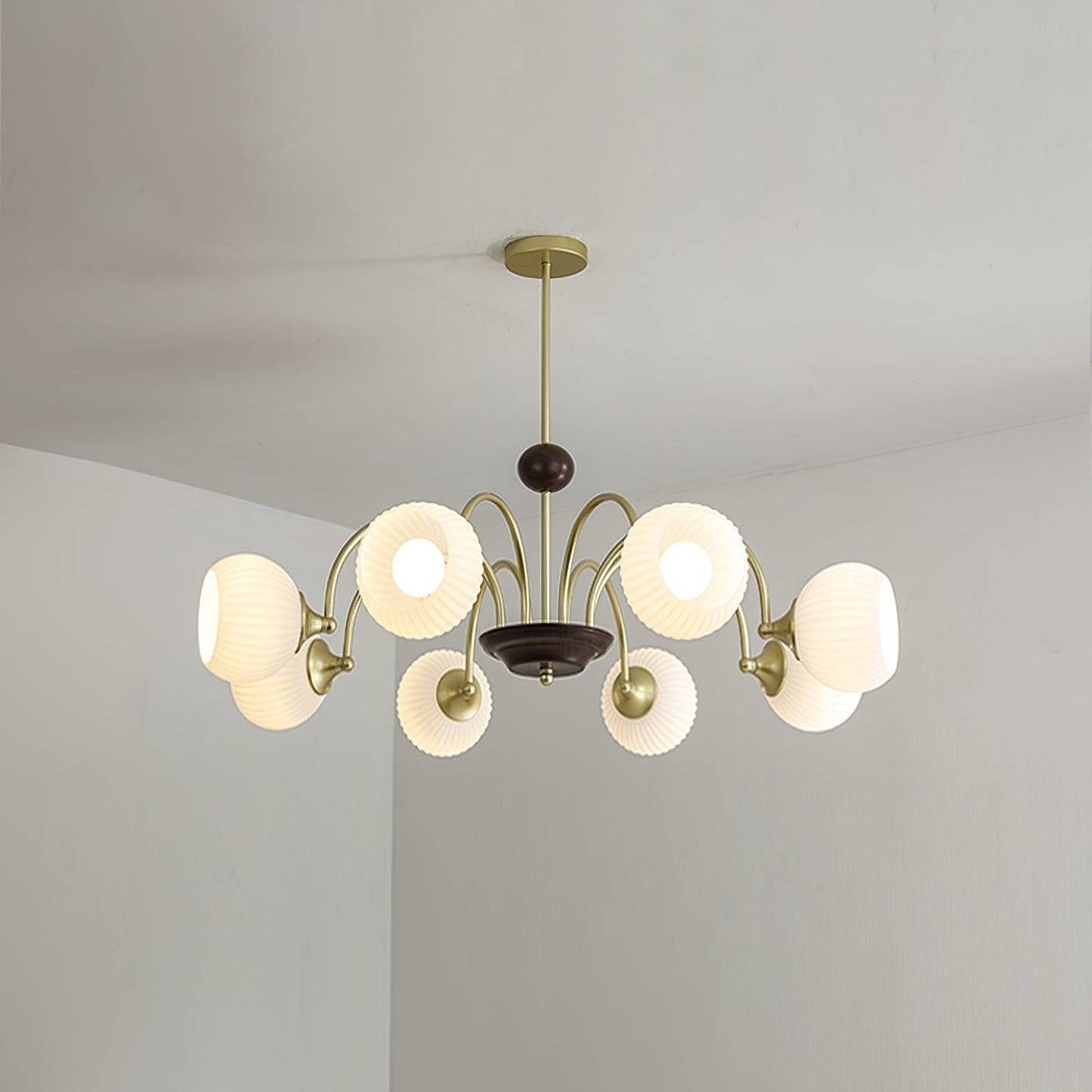 Ribbed Glass Sculptural Chandelier