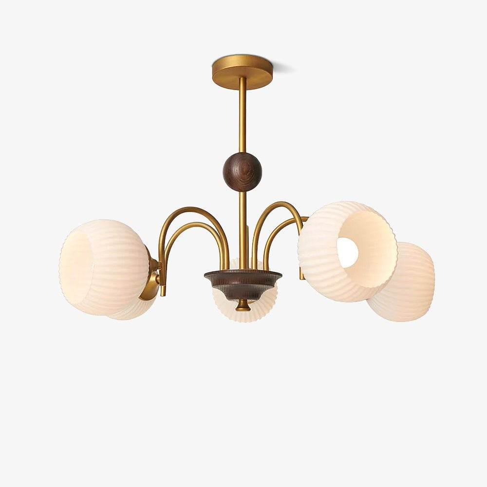 Ribbed Glass Sculptural Chandelier