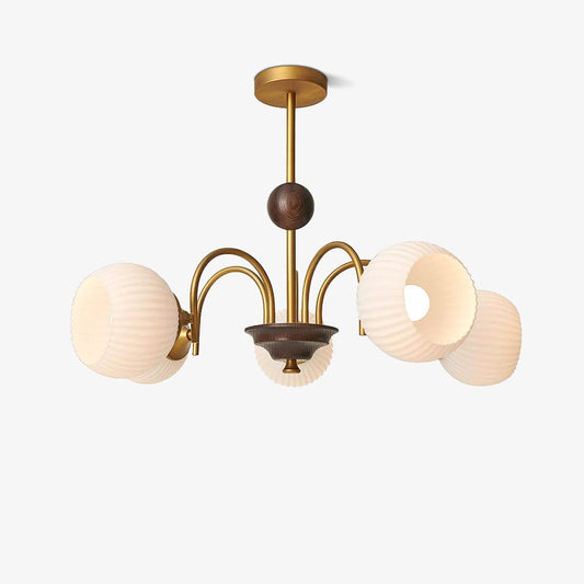 Ribbed Glass Sculptural Chandelier