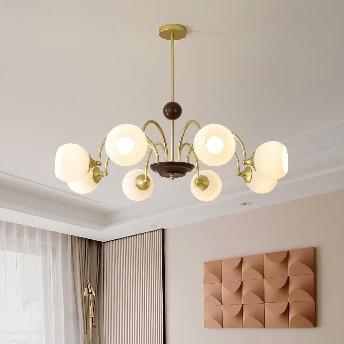 Ribbed Glass Sculptural Chandelier