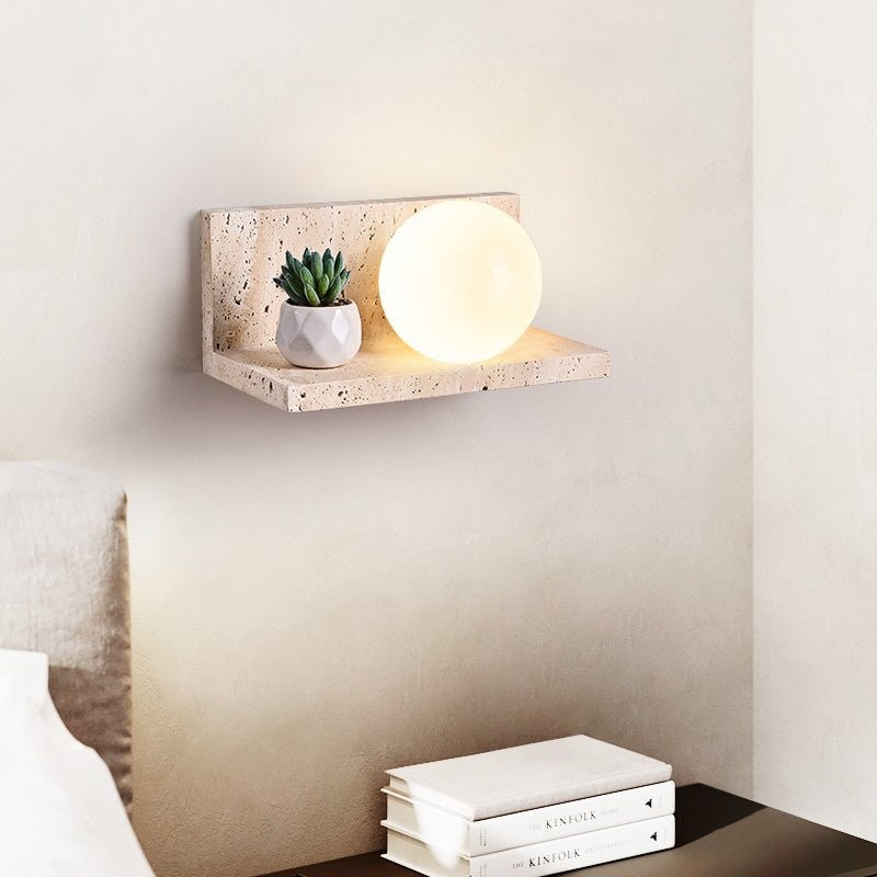 Travertine Display Shelf Wall Light