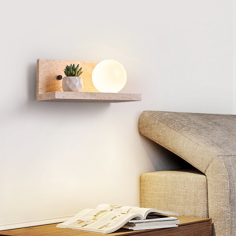 Travertine Display Shelf Wall Light