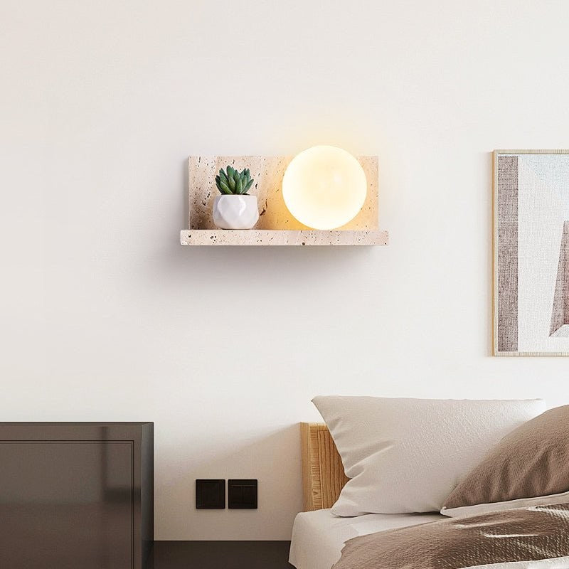 Travertine Display Shelf Wall Light