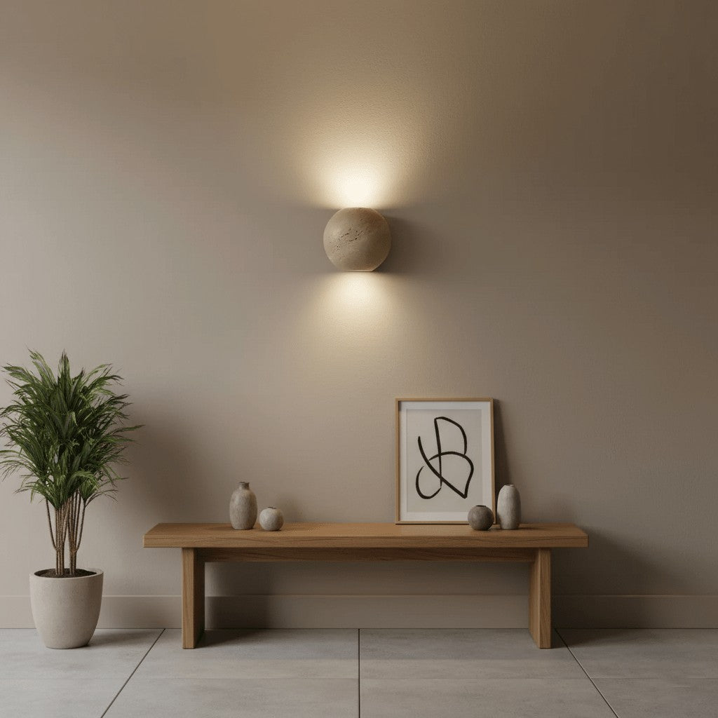 Travertine Globe Wall Sconce