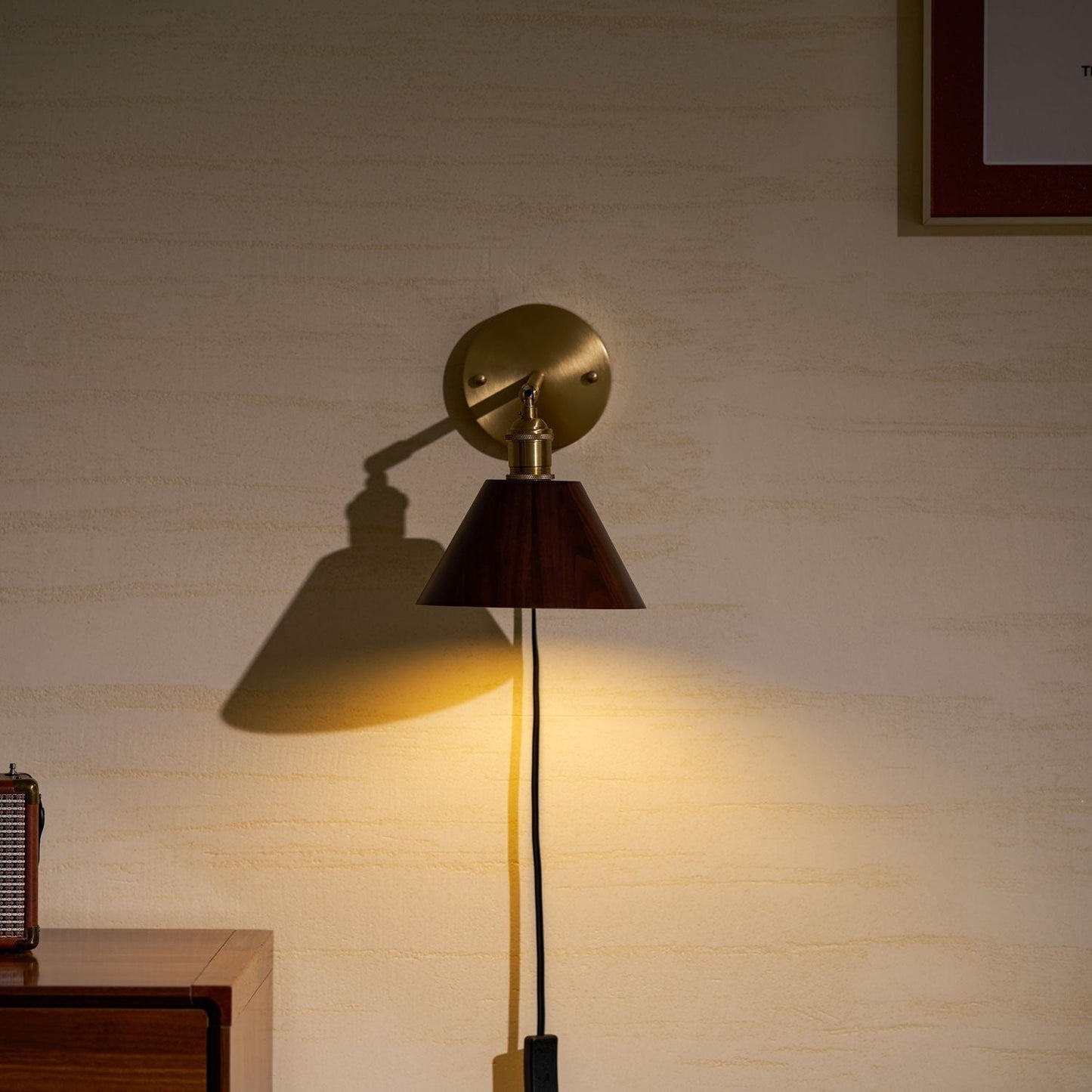 Walnut Plug-In Wall Accent Light