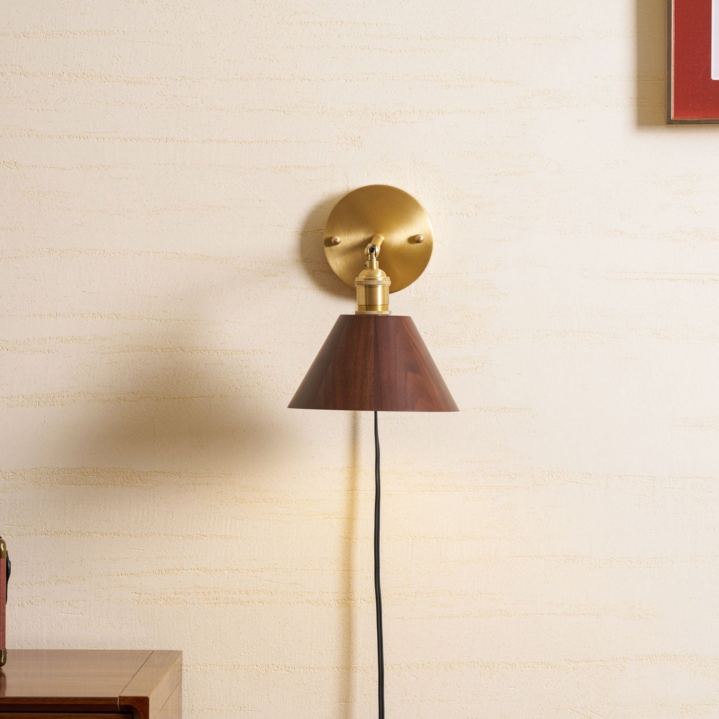 Walnut Plug-In Wall Accent Light