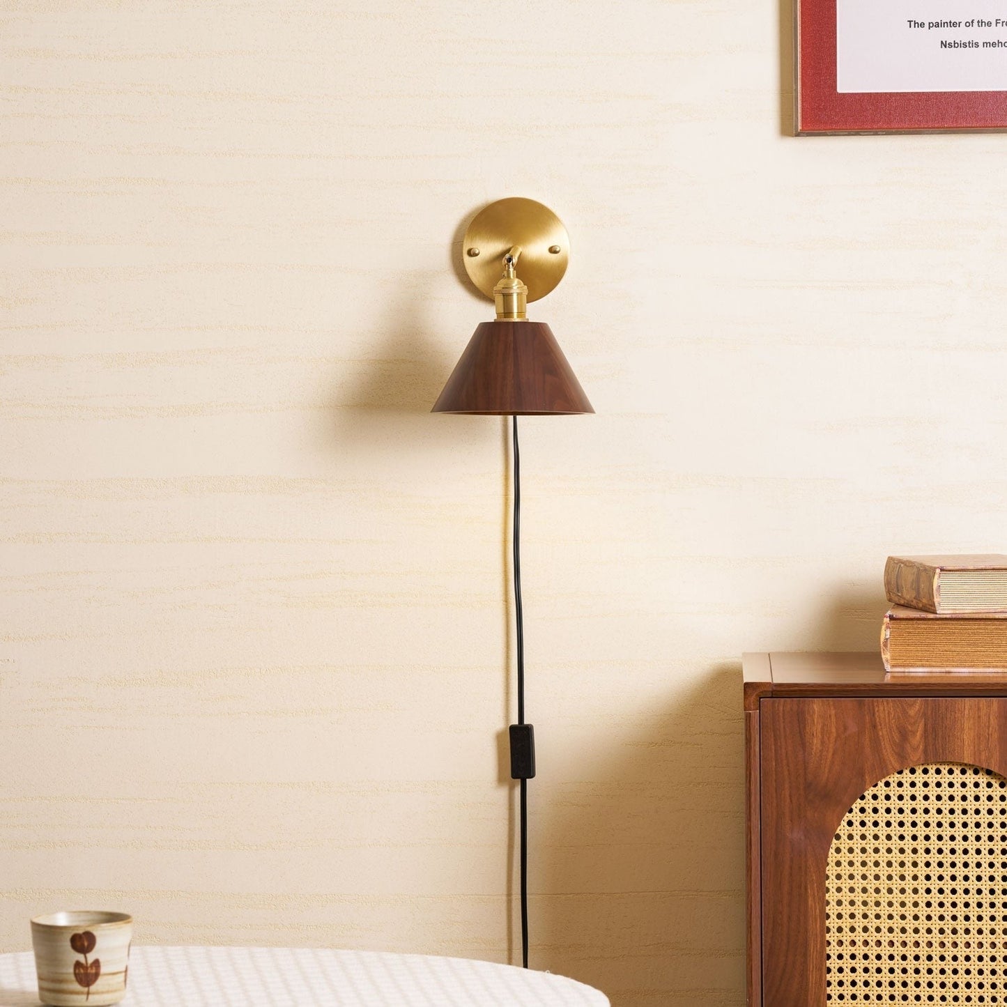Walnut Plug-In Wall Accent Light