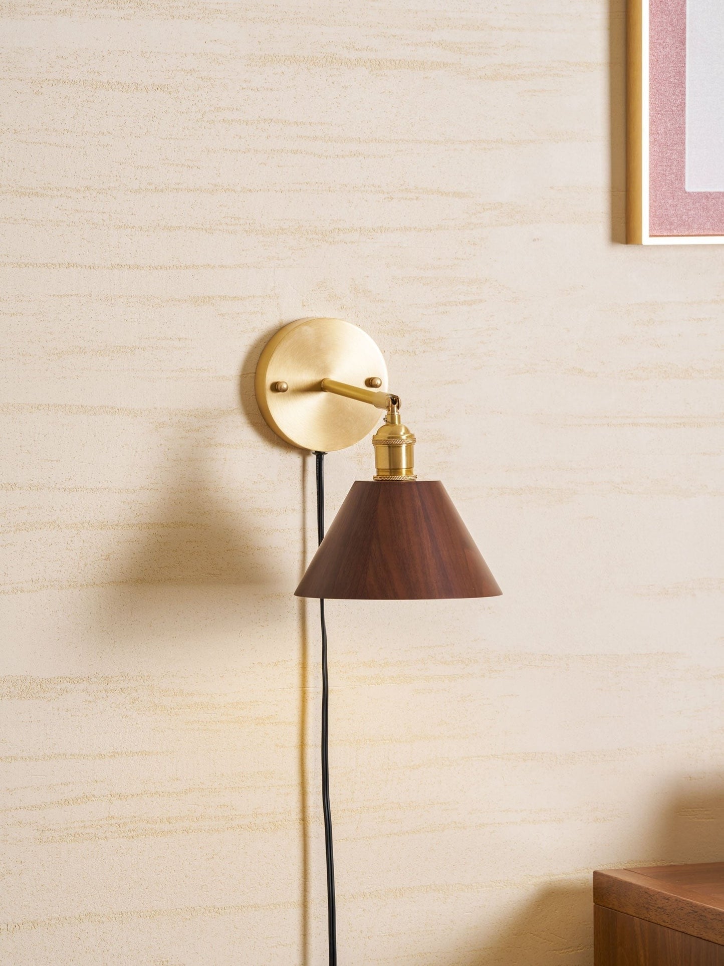 Walnut Plug-In Wall Accent Light