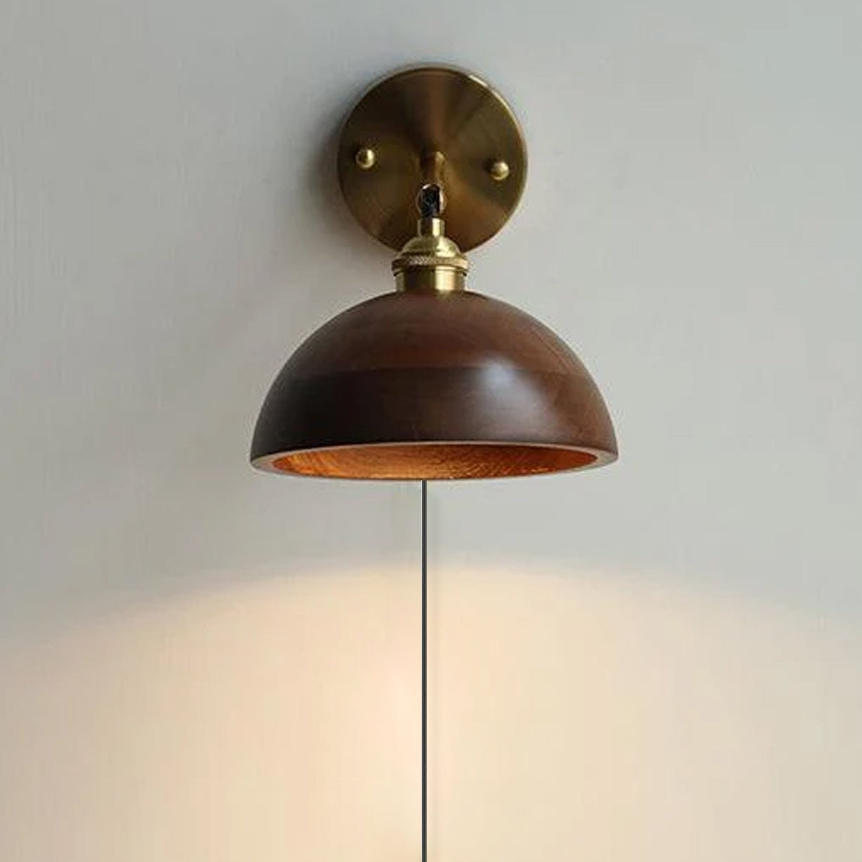 Walnut Plug-In Wall Accent Light