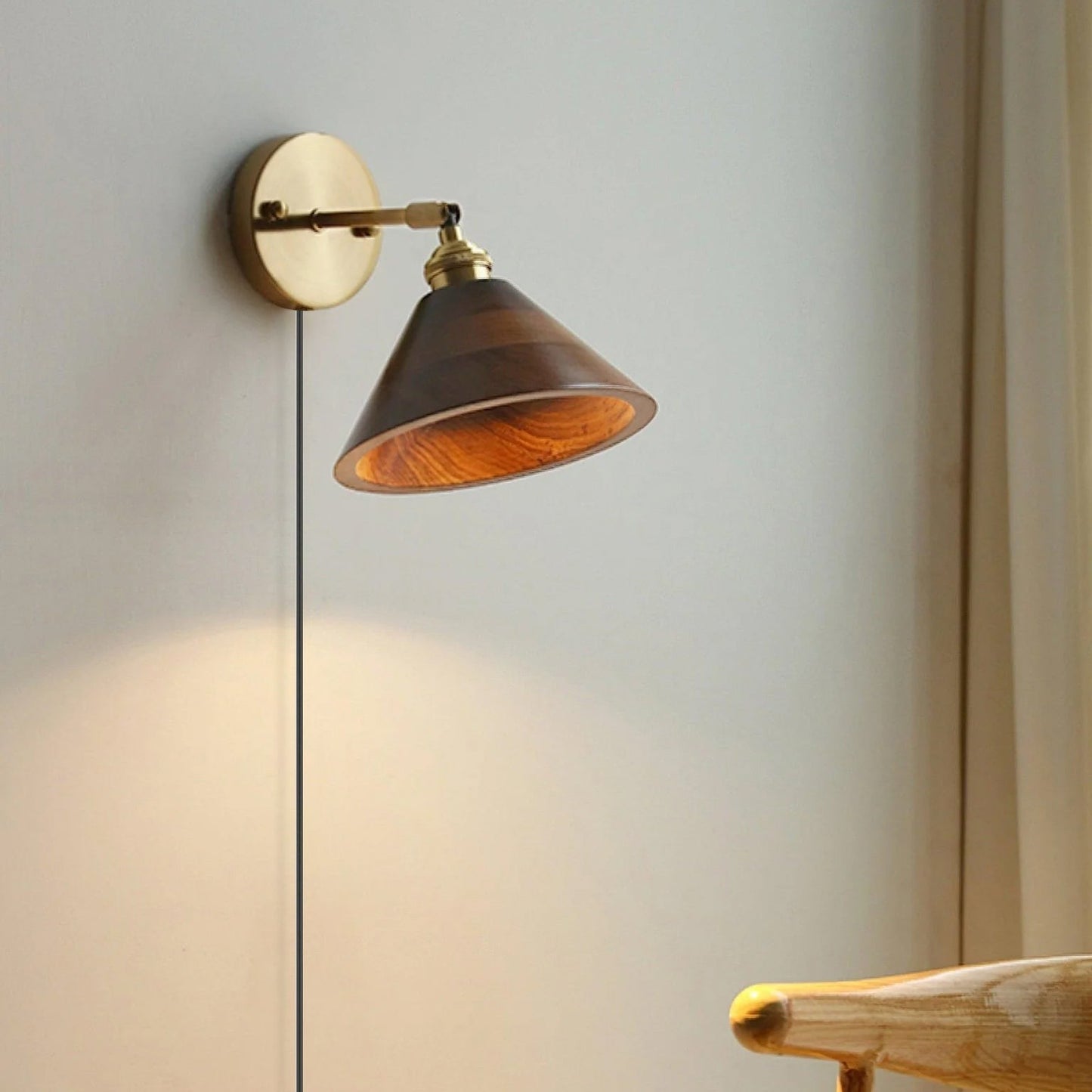 Walnut Plug-In Wall Accent Light