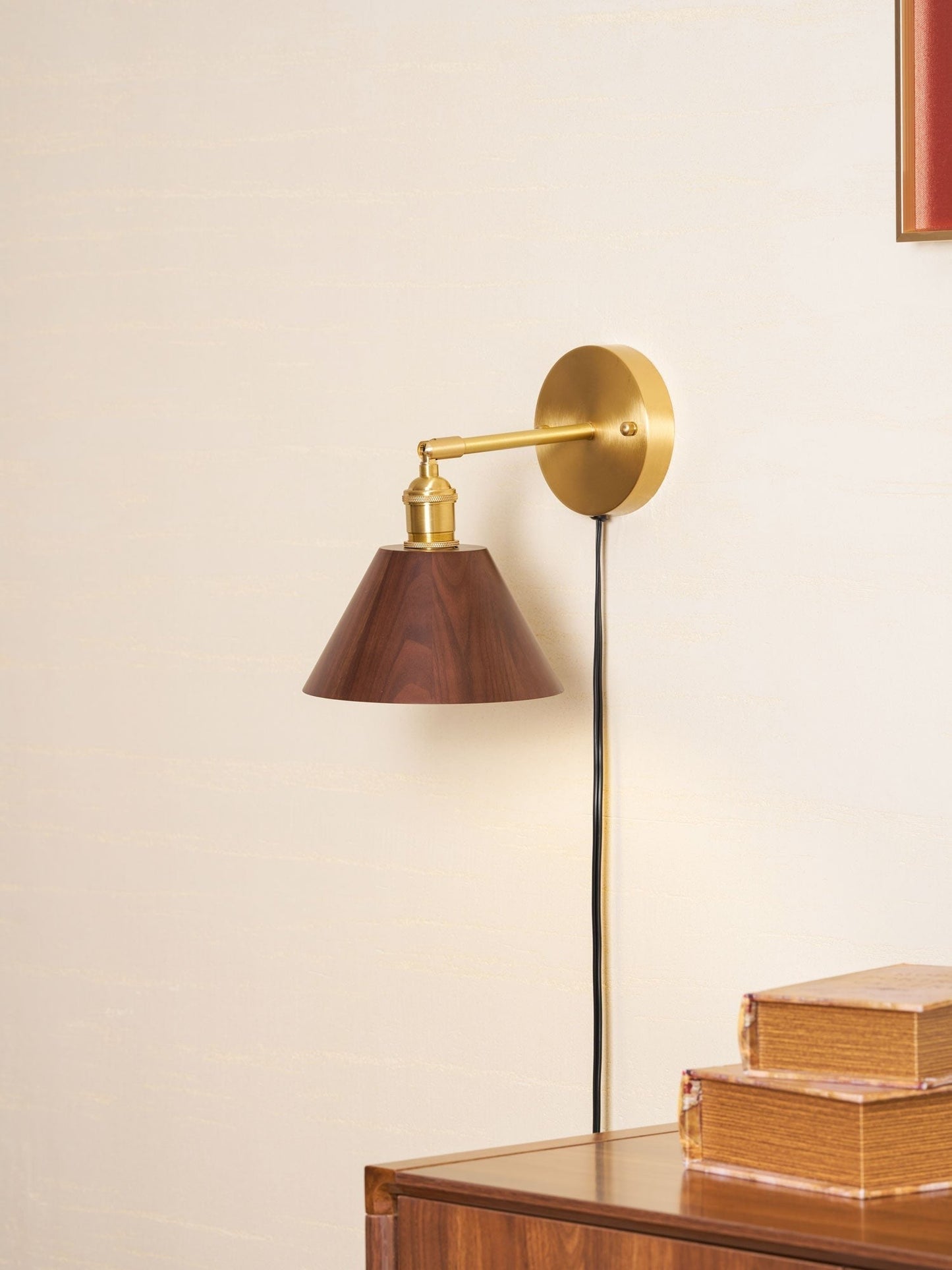 Walnut Plug-In Wall Accent Light
