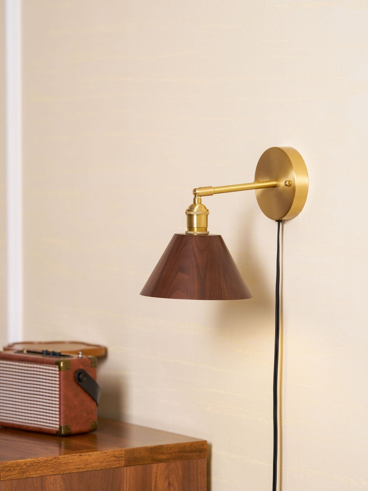 Walnut Plug-In Wall Accent Light