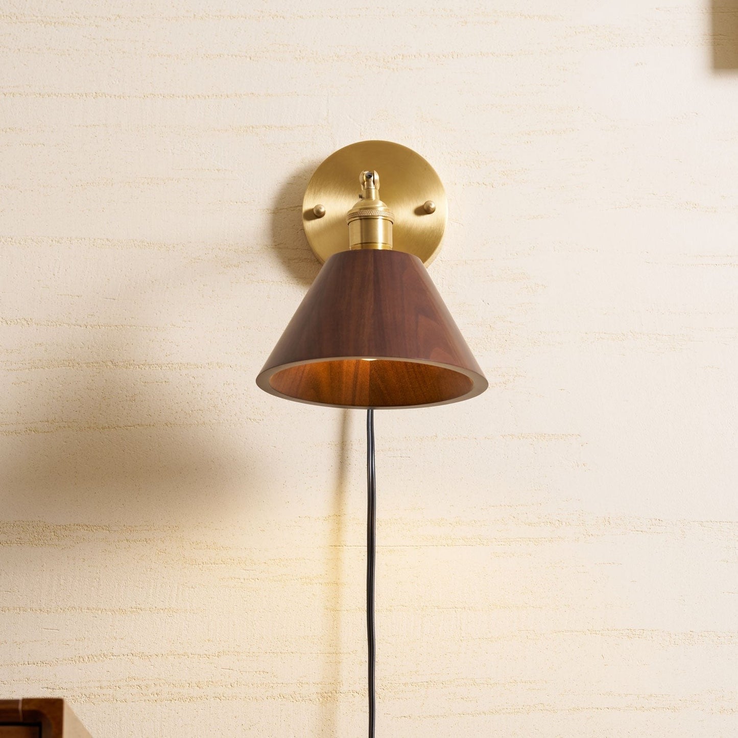 Walnut Plug-In Wall Accent Light