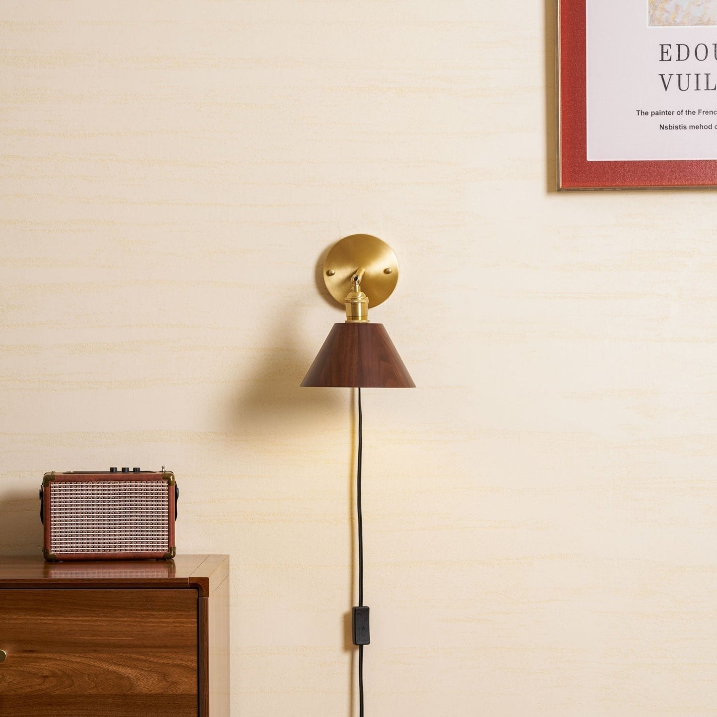 Walnut Plug-In Wall Accent Light
