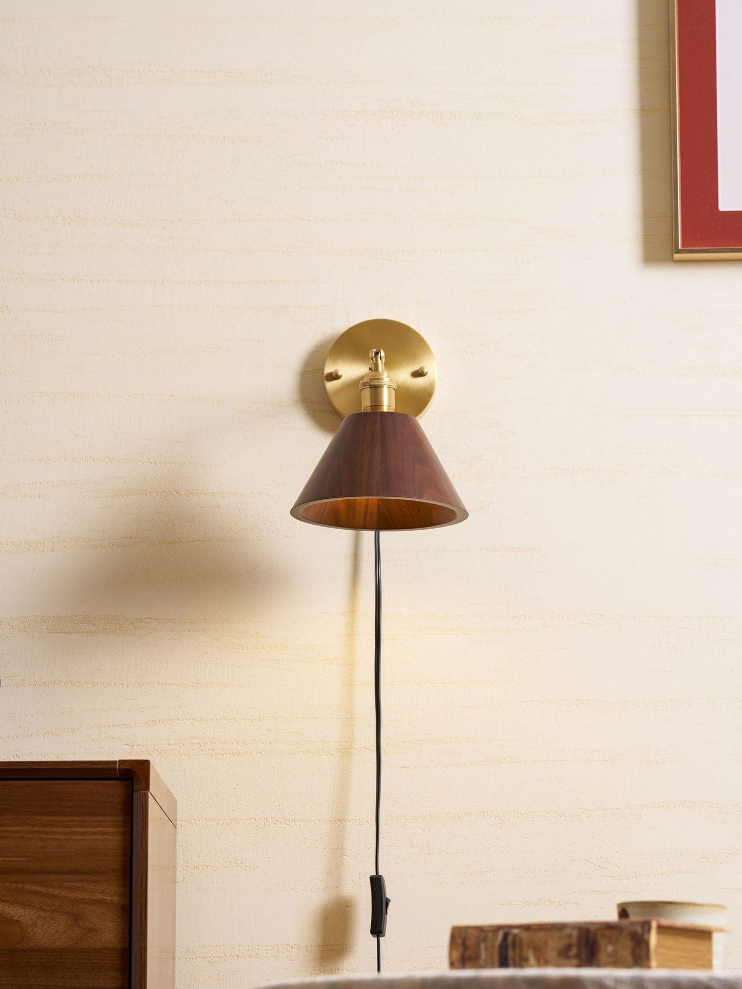 Walnut Plug-In Wall Accent Light