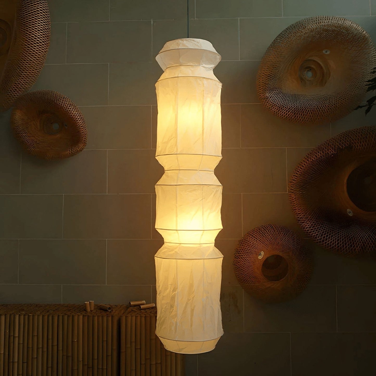 Washi Paper Sculptural Pendant Light