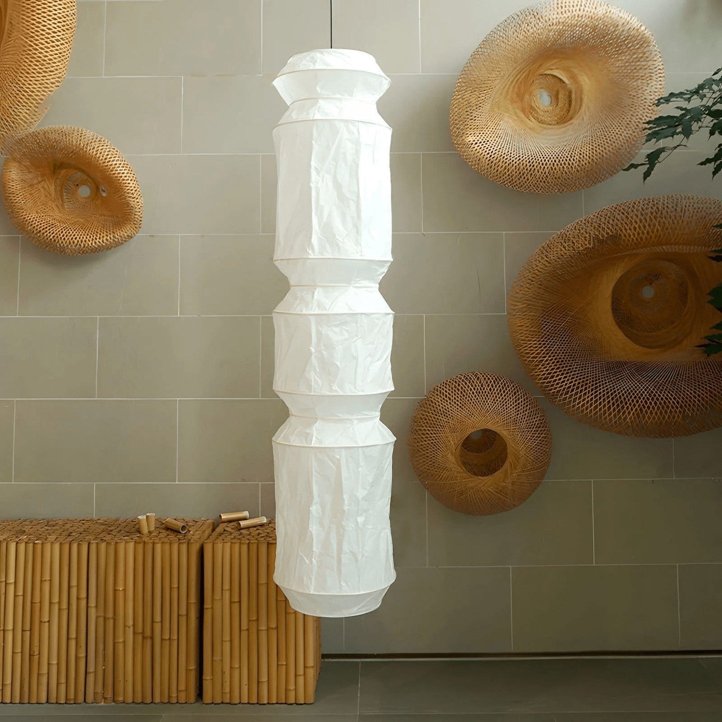 Washi Paper Sculptural Pendant Light