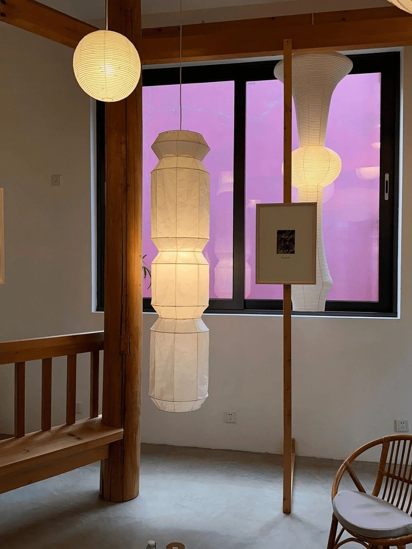 Washi Paper Sculptural Pendant Light
